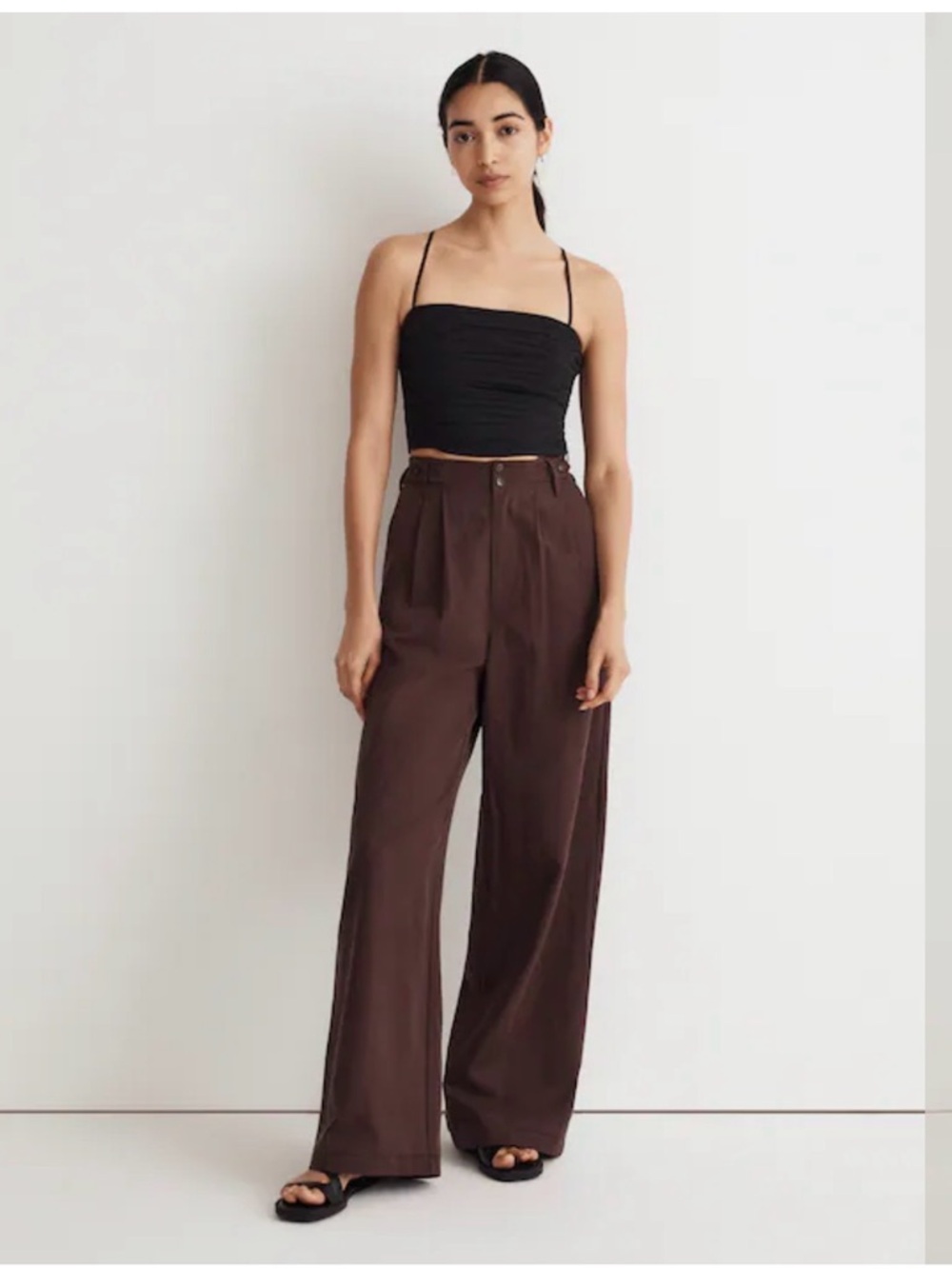 Madewell Harlow Wide Leg High-Rise Brown Trousers